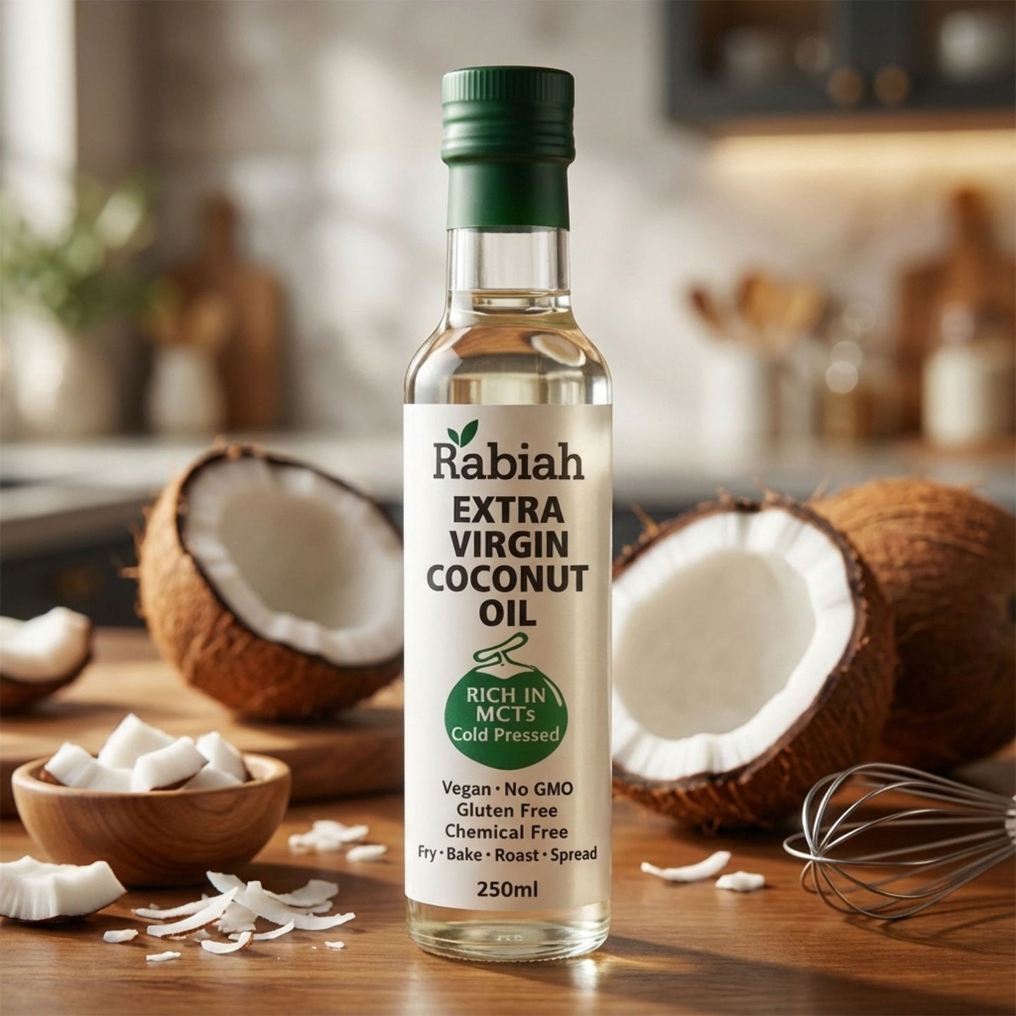 Rabiah Extra Virgin Coconut Oil (Cold Pressed) | Pure & Natural - 250 ml