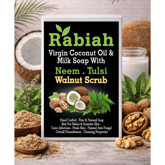 Coconut Milk Soap with Neem, Tulsi & Walnut Scrub