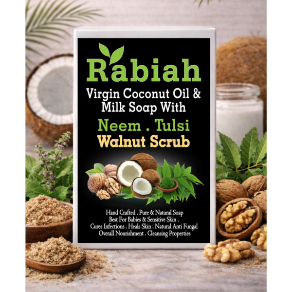 Coconut Milk Soap with Neem, Tulsi & Walnut Scrub