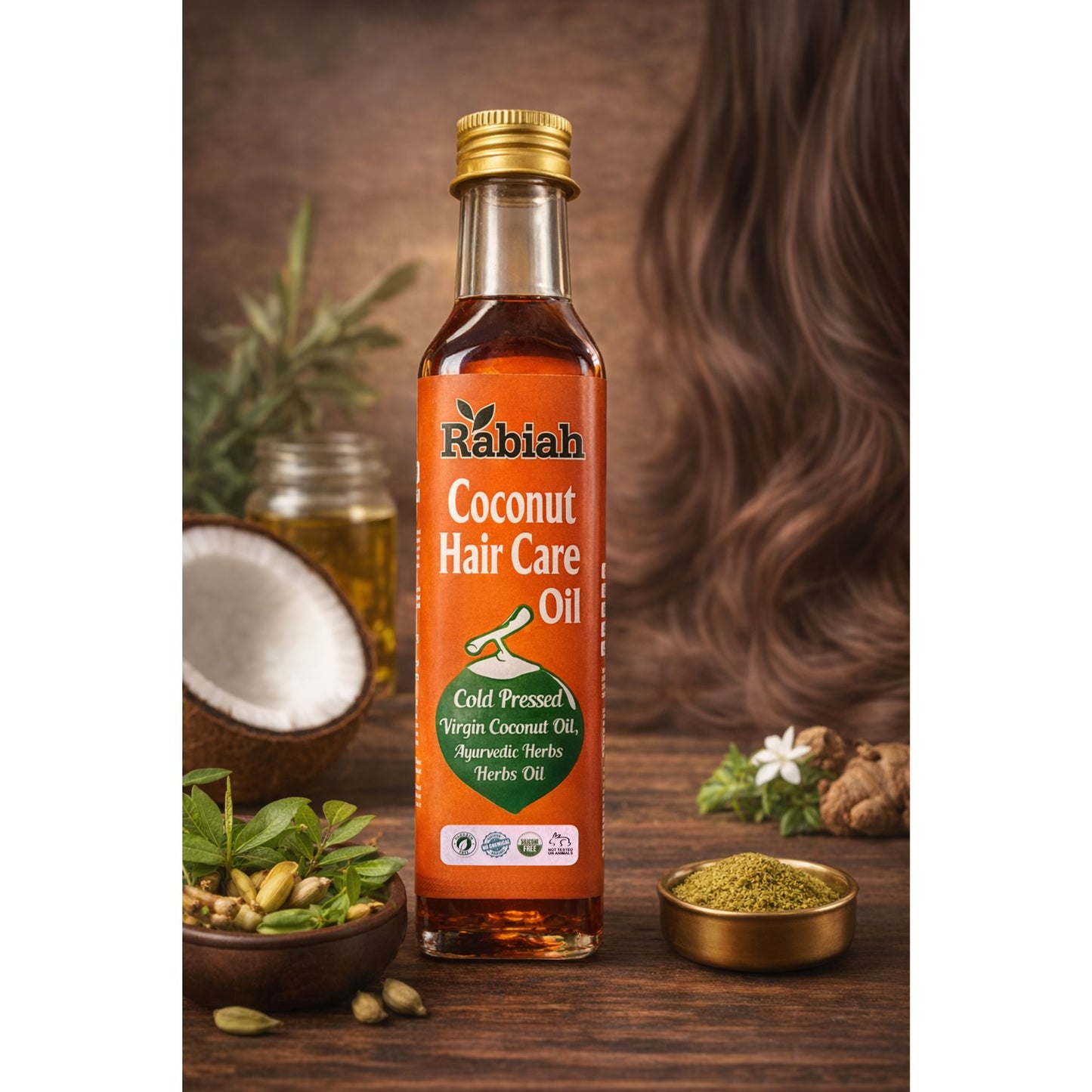 Rabiah Coconut Hair Care Oil – with Ayurvedic Herbs | 250 ml