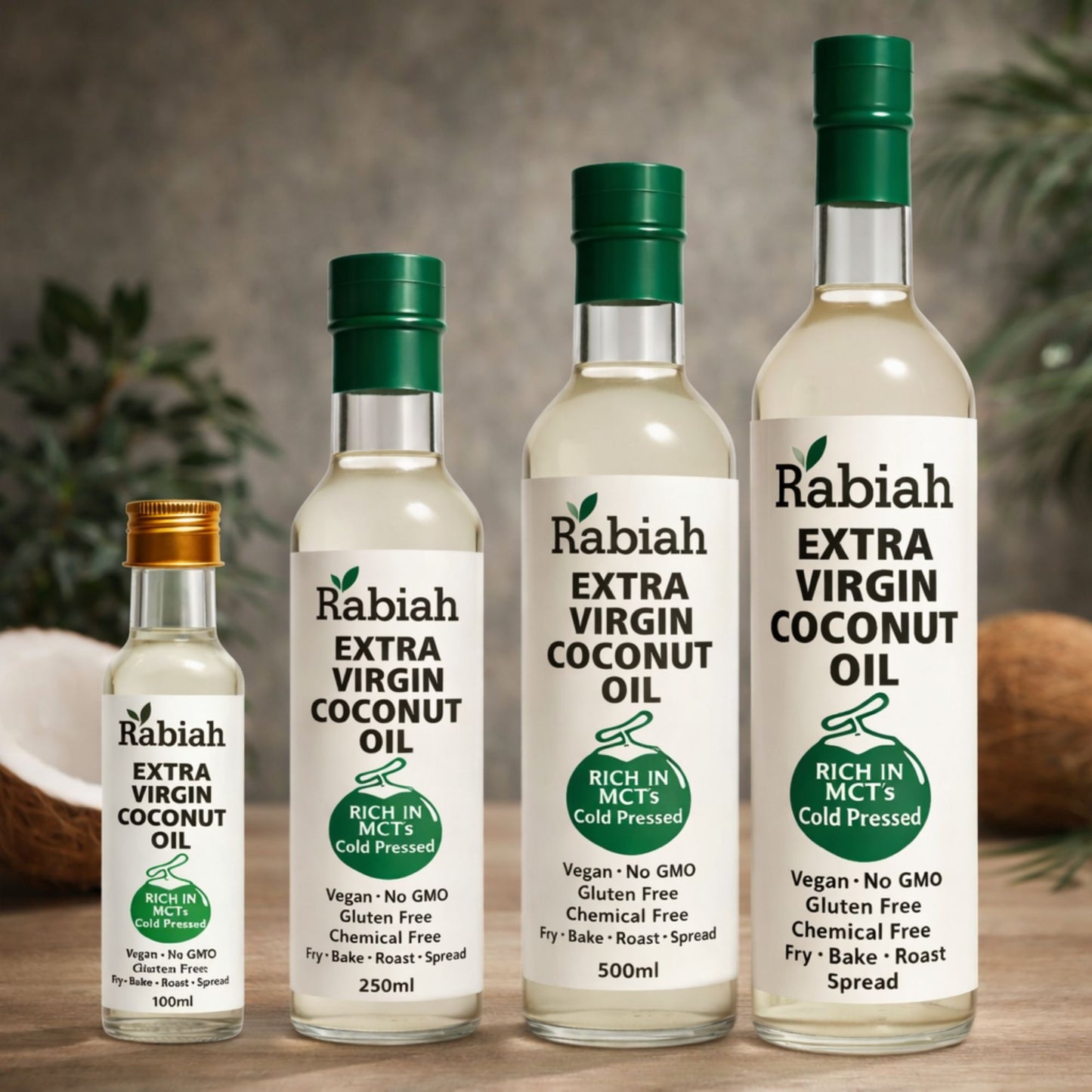 Rabiah Extra Virgin Coconut Oil (Cold Pressed) | Rich in MCTs | Pure & Natural