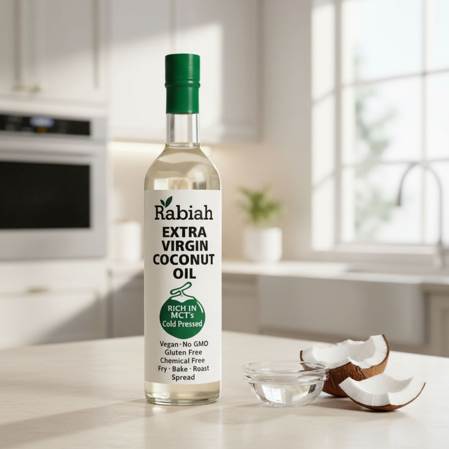 Rabiah Extra Virgin Coconut Oil (Cold Pressed) | Rich in MCTs | Pure & Natural