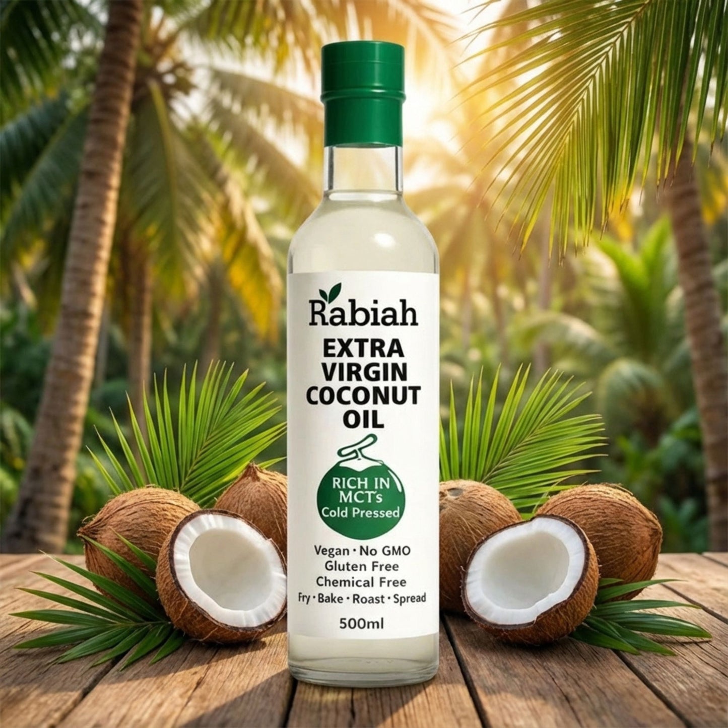 Rabiah Extra Virgin Coconut Oil (Cold Pressed) | Rich in MCTs | Pure & Natural