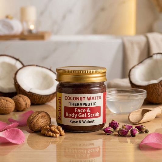 Rabiah Coconut Water Therapeutic Face & Body Gel Scrub – Rose & Walnut